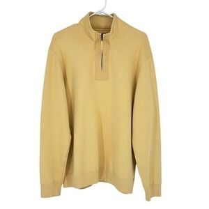 Eddie Bauer Mens SZ M Vintage Yellow Quarter Zip Cotton Blend Knit Pull Over EUC